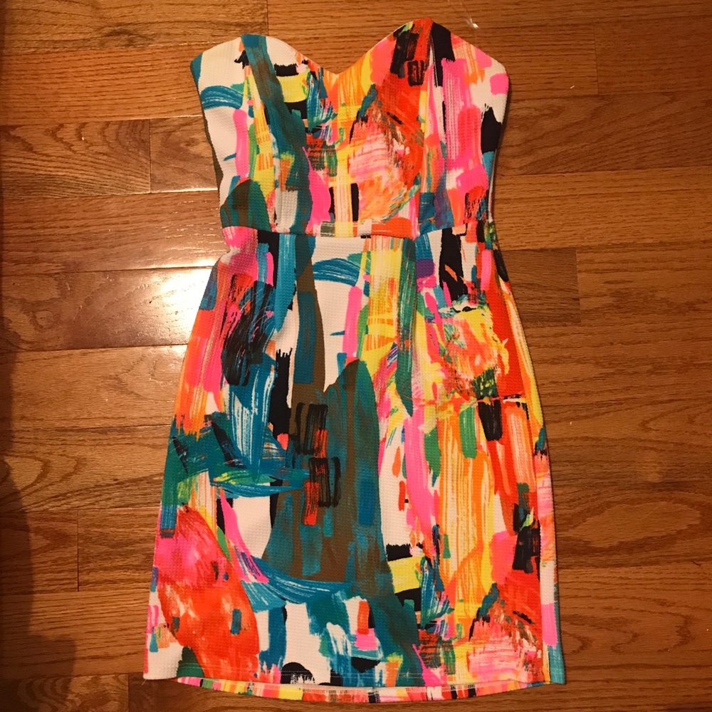 Lulu’s watercolor/ multicolor mini dress